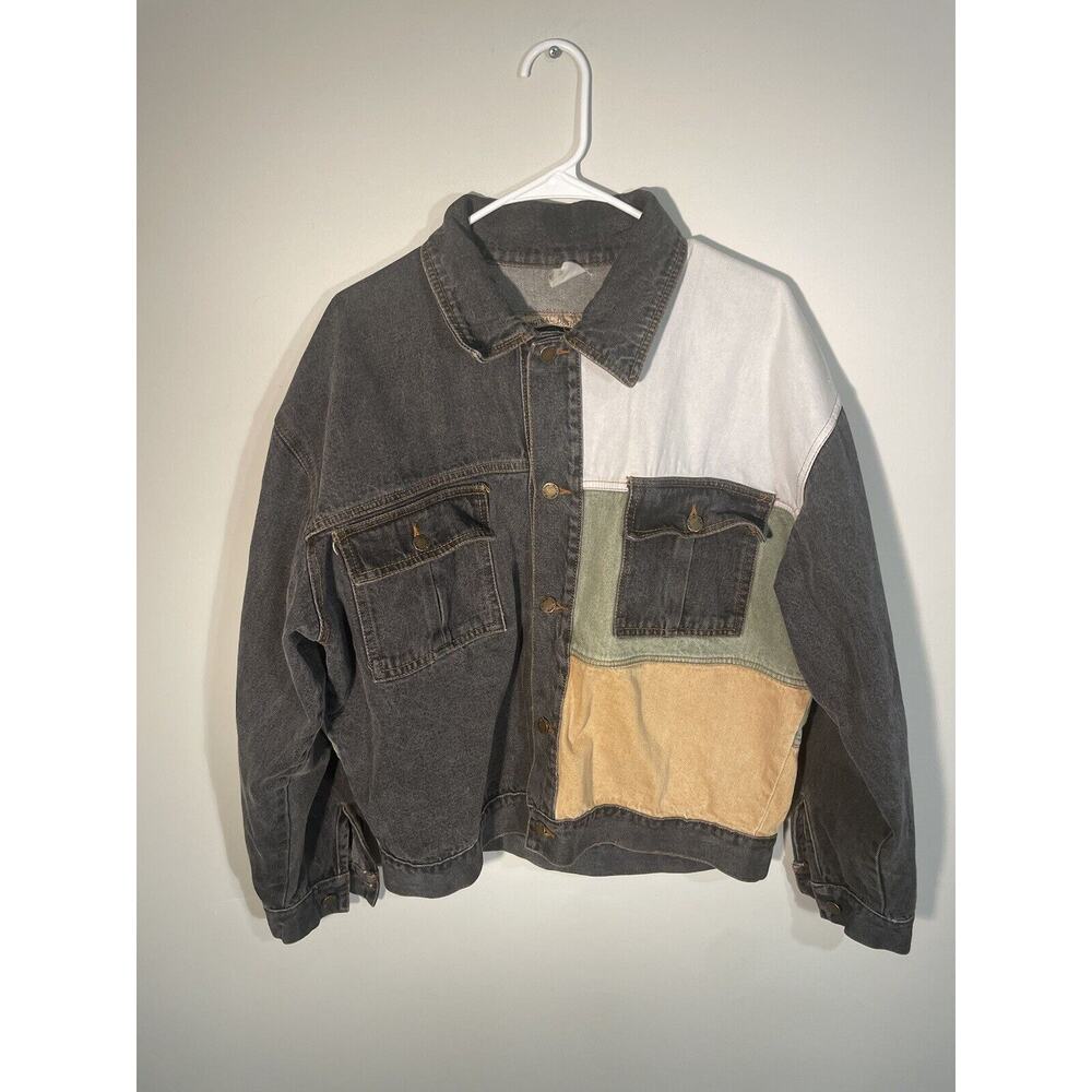 Playman Jeans Original Design Button Up Jean Jacket Color Block Men's Size‎ L